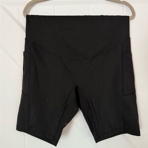 Women's Maternity Black High-Waisted Shorts